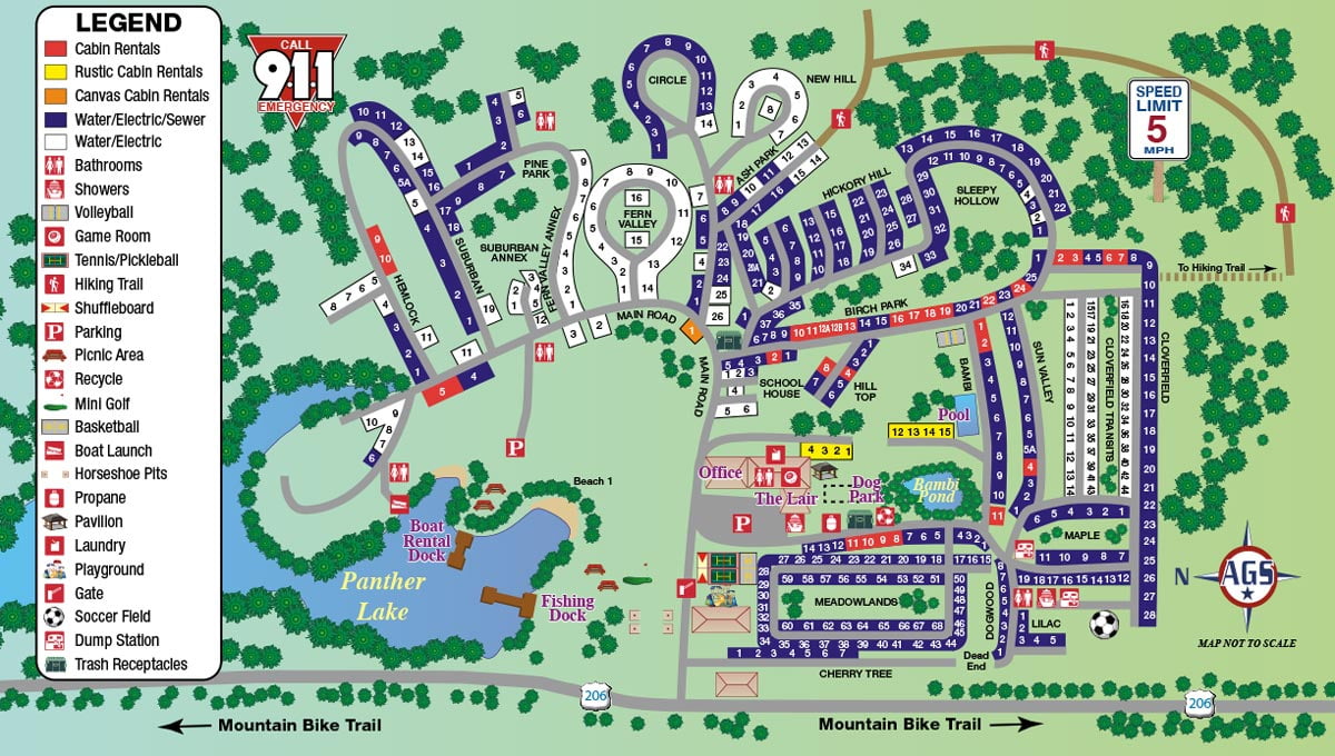 Resort Map Panther Lake Camping Resort